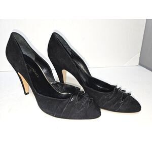LOEFFLER RANDALL Blk Suede & Paton Leather Detailed Heels sz 10